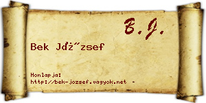 Bek József névjegykártya